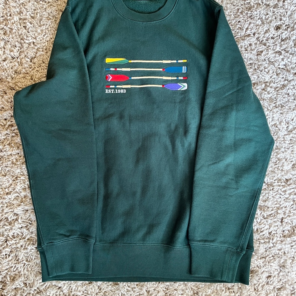 Vintage J. Crew Green Crewneck Sweater with Minimalist Graphic